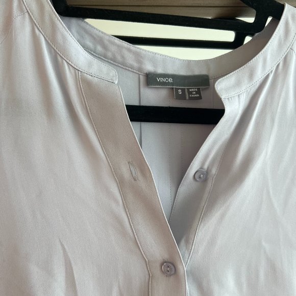 Vince Silk Half Button Down Blouse in Lilac - Picture 4 of 6